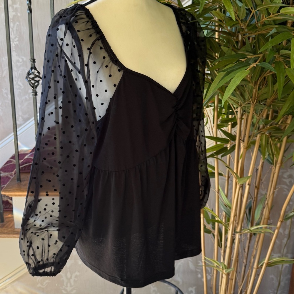 LUNA MOON 2X ladies dressy holiday party drop blouse excellent condition - Picture 9 of 13